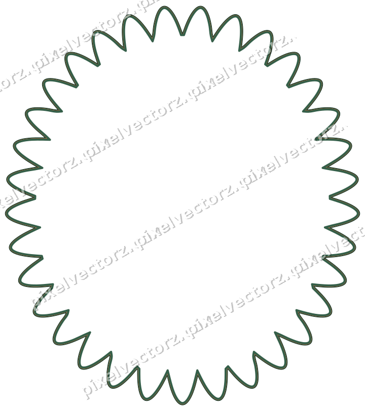 Decorative line art frame in dark green and orange with oval