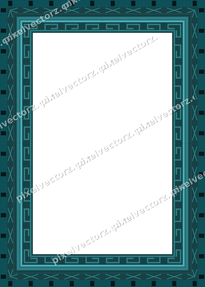 Decorative picture frame border in dark teal with cross band