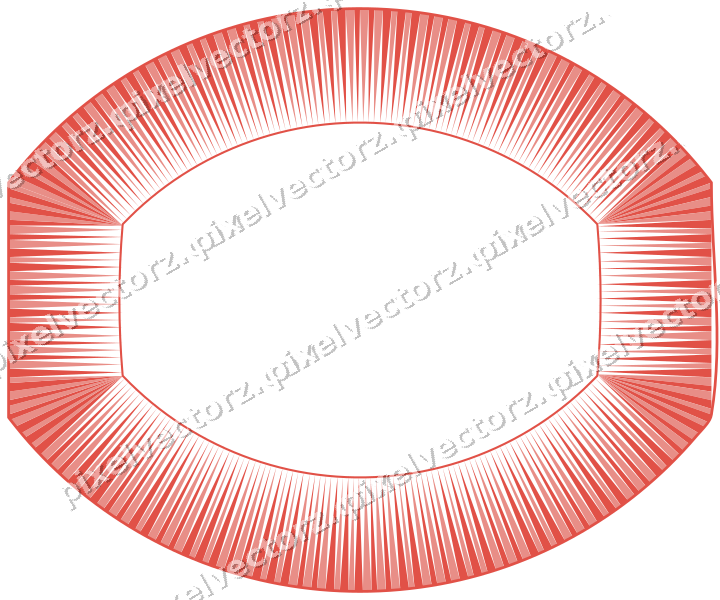 Decorative line art frame in red and orange with label plaque