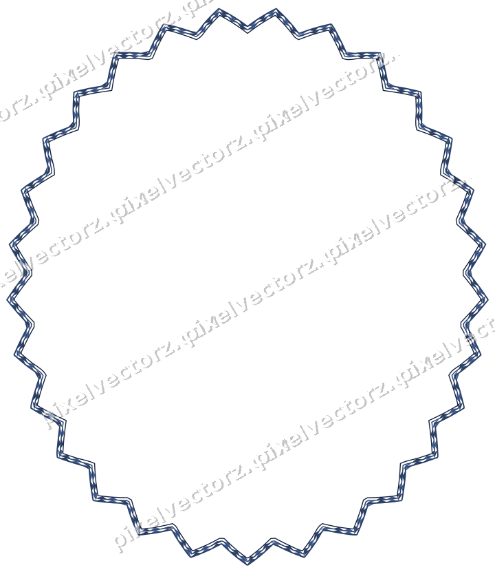 Decorative line art frame in dark blue and white with oval
