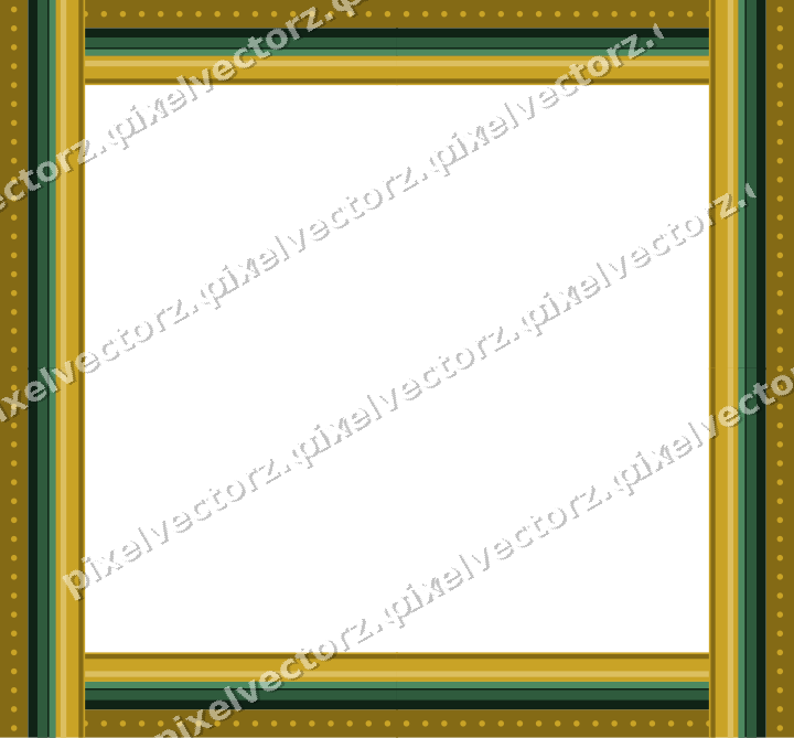 Decorative picture frame border in dark green and amber with dot row
