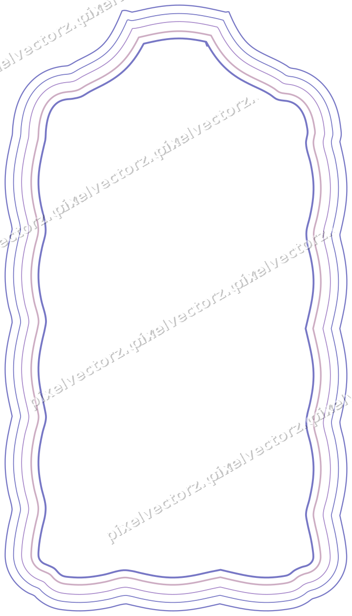Decorative line art frame in purple and blue with label plaque