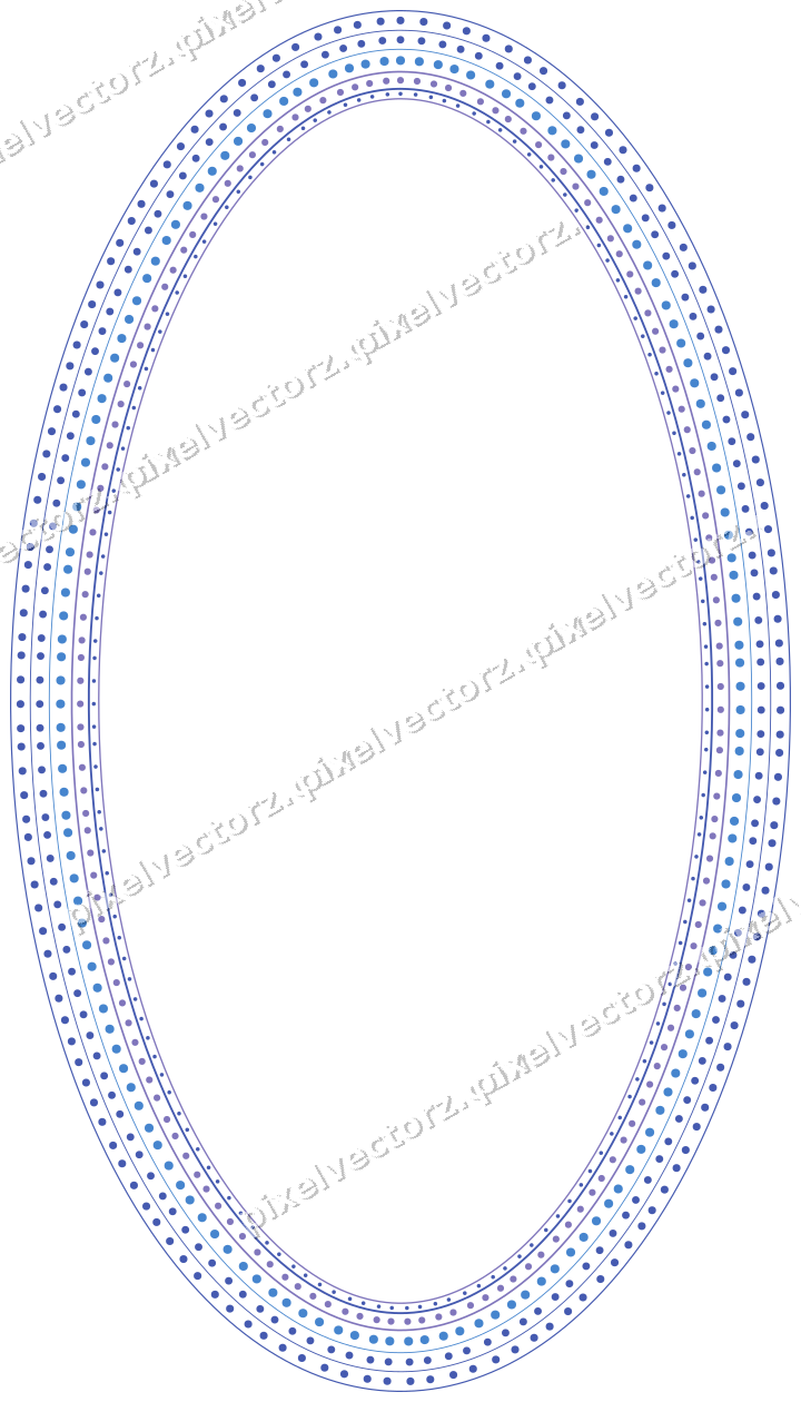 Decorative line art frame in blue and cyan with oval and dotted line
