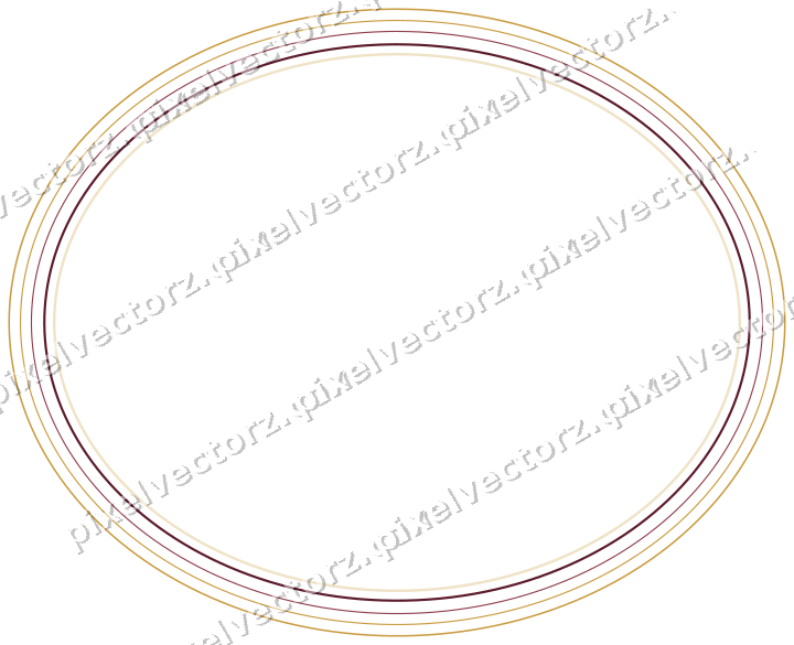 Decorative line art frame in dark pink and amber with oval