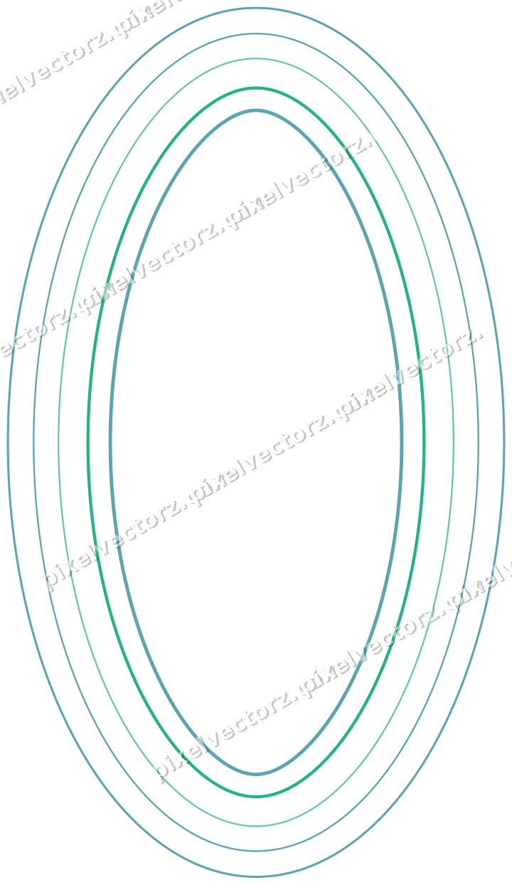 Decorative line art frame in green and teal with oval
