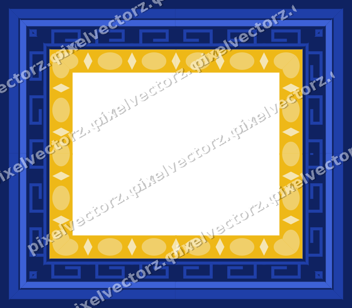 Decorative picture frame border in amber and blue with greek key