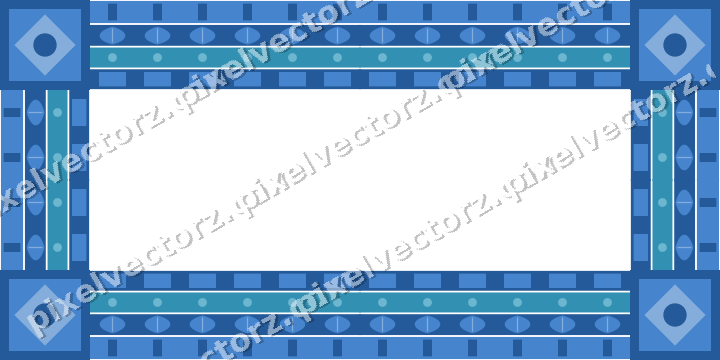 Decorative picture frame border in blue and cyan with dot row