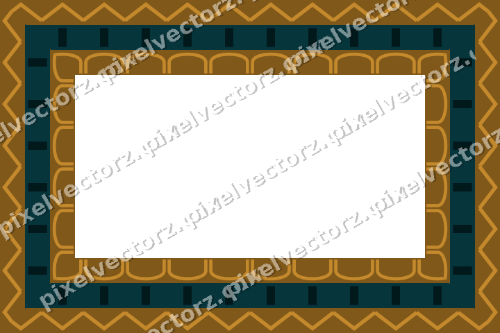 Decorative picture frame border in amber and dark teal with zigzag