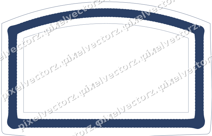 Decorative line art frame in dark blue and white with label plaque