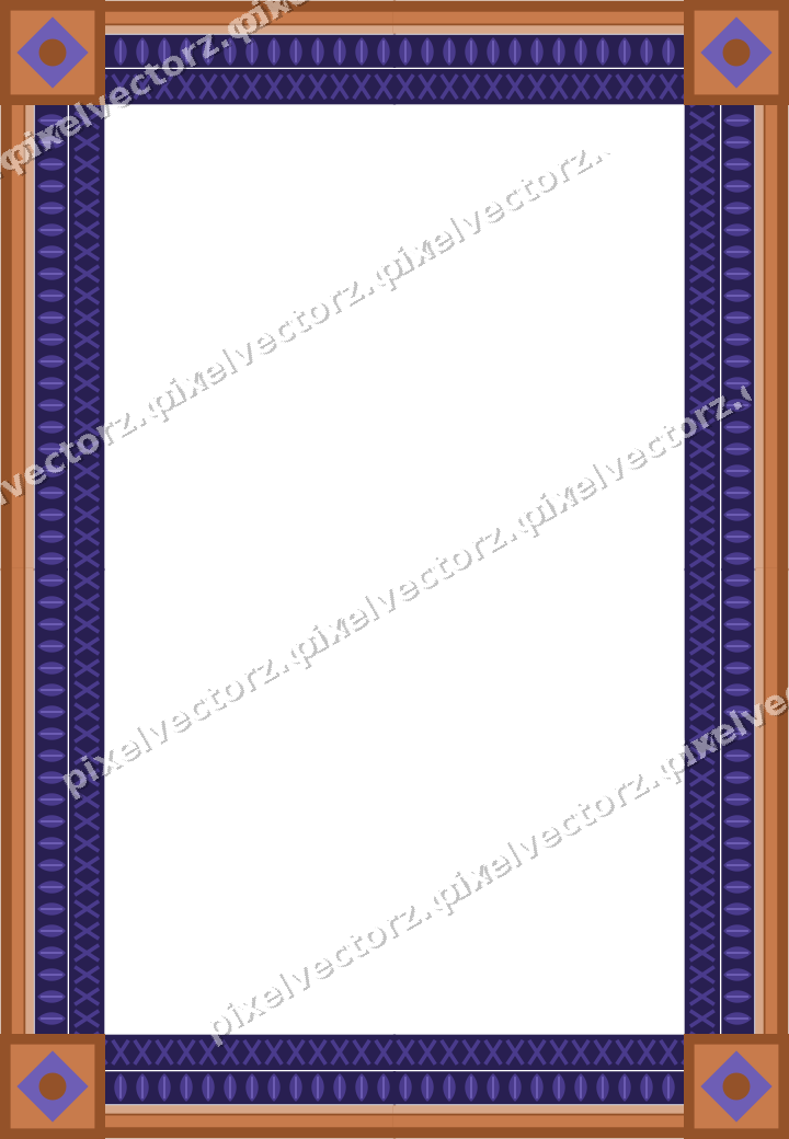 Decorative picture frame border in orange and blue with leaf moulding