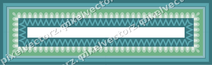 Decorative picture frame border in green and teal with scale band
