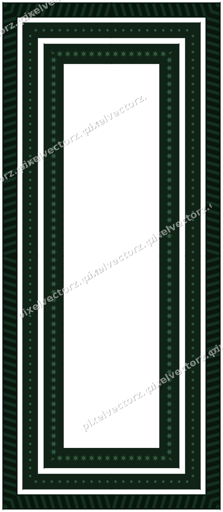 Decorative picture frame border in dark green and amber with dot row