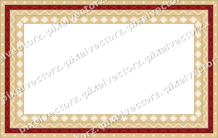 Decorative picture frame border in dark green and red with dot row