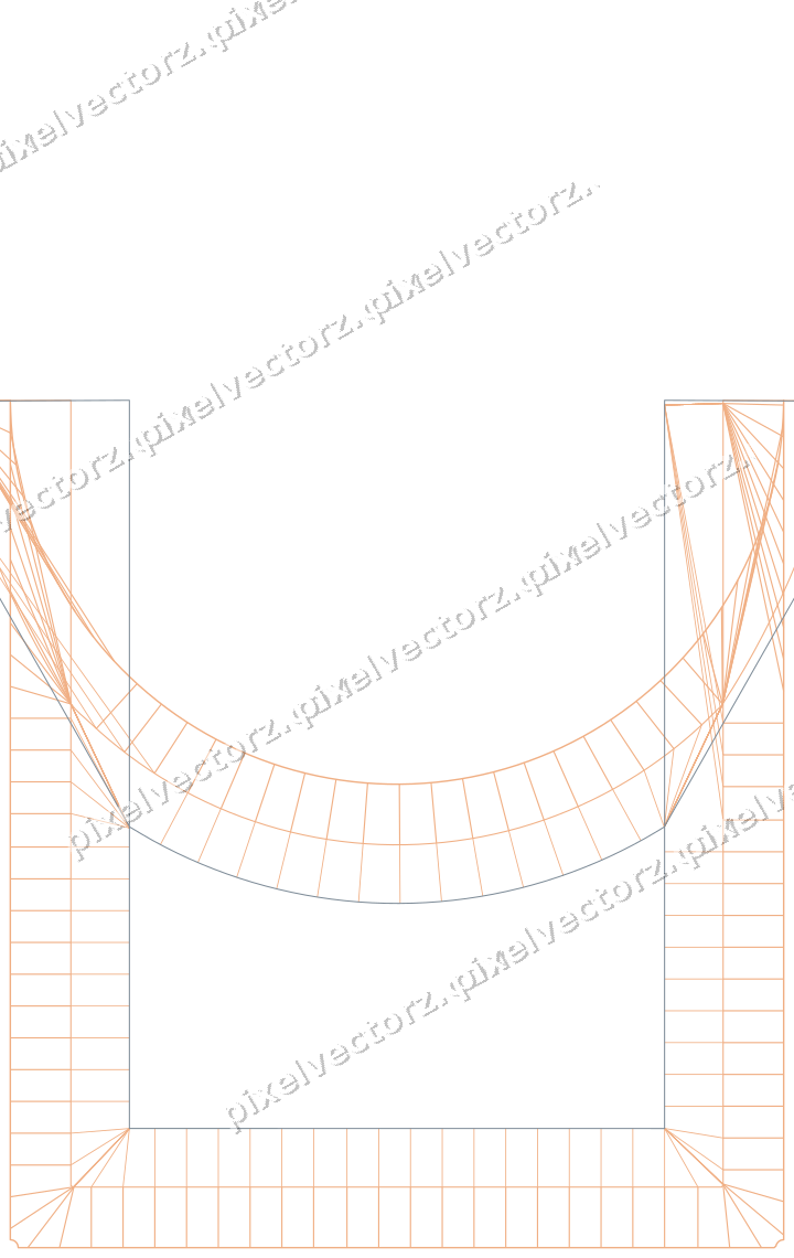 Decorative line art frame in blue and orange with label plaque