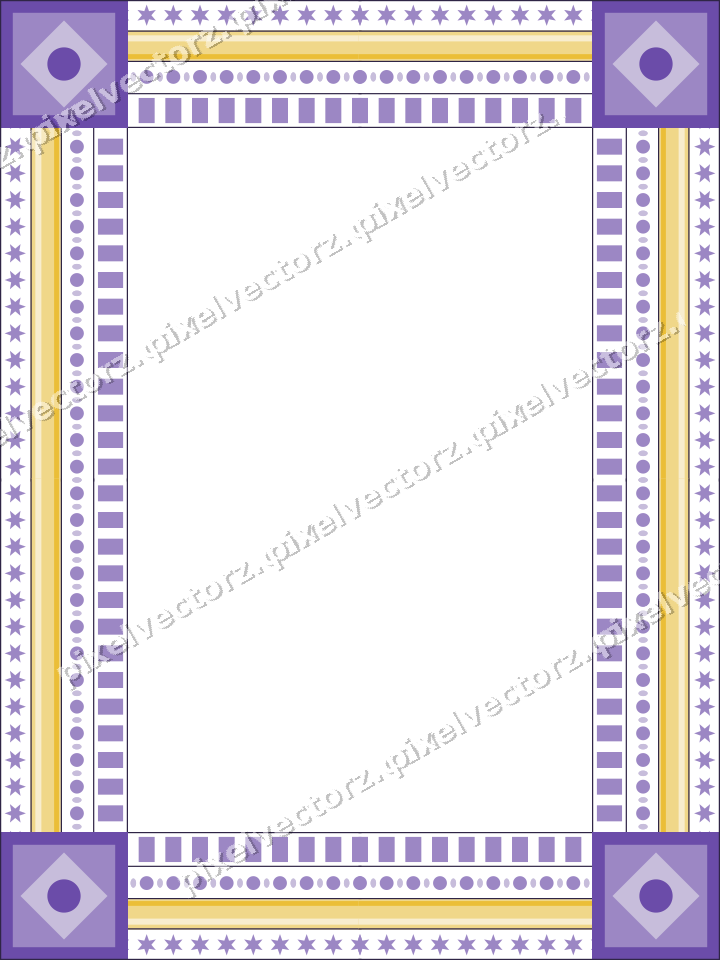 Decorative picture frame border in amber and purple with star band