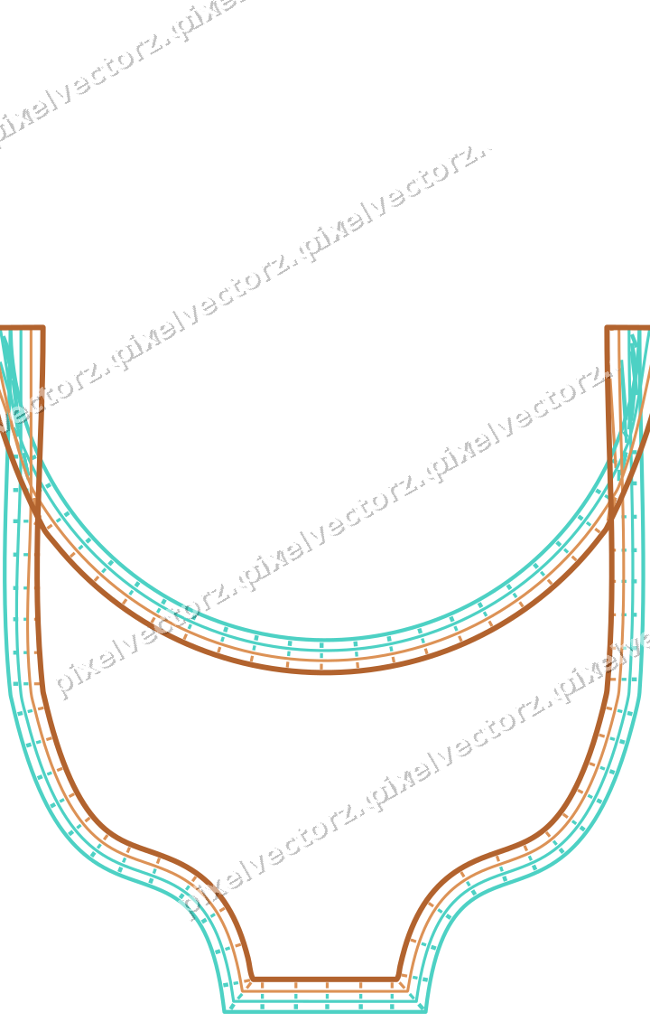 Decorative line art frame in orange and teal with label plaque