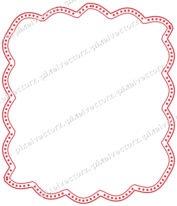 Decorative line art frame in dark green and red with label plaque
