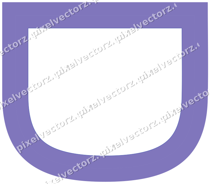 Decorative line art frame in blue and cyan with shield and solid band