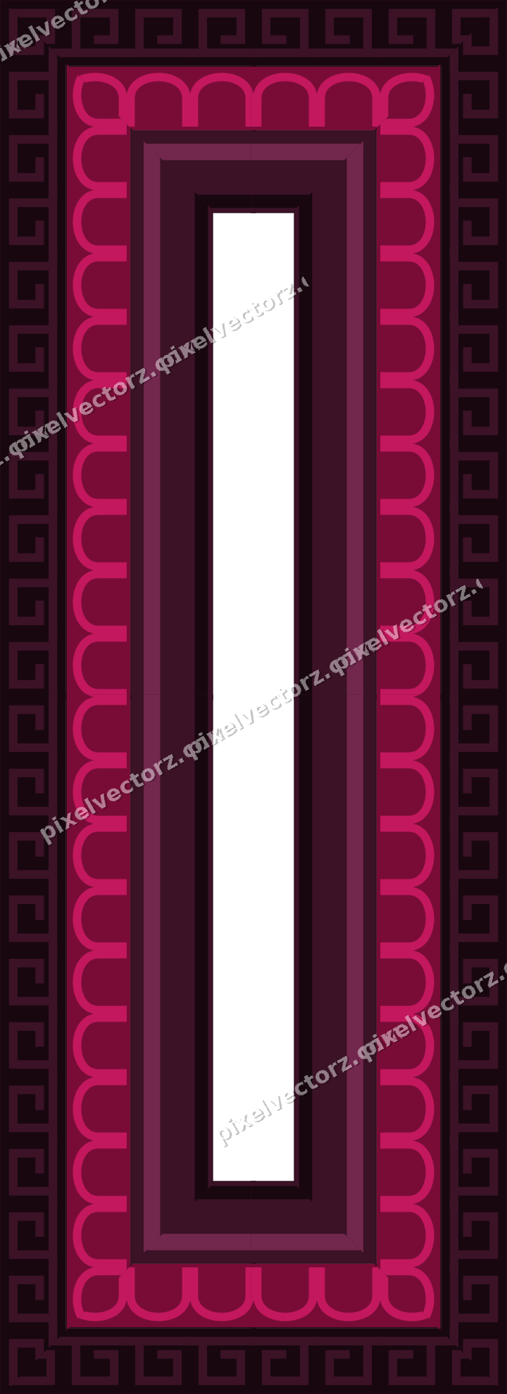 Decorative picture frame border in lime and pink with greek key