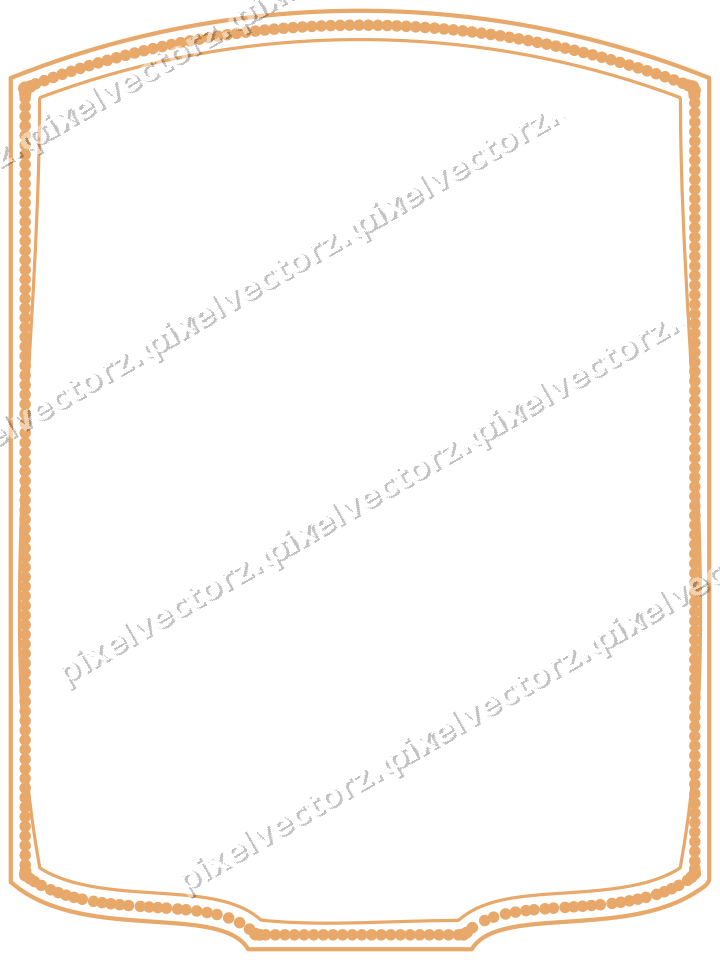 Decorative line art frame in red and orange with label plaque