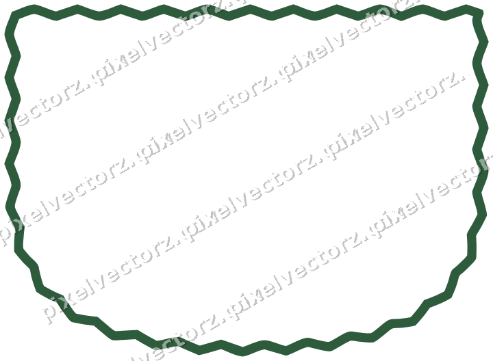 Decorative line art frame in dark green and amber with shield