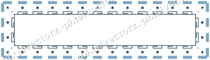 Decorative picture frame border in orange and cyan with star band