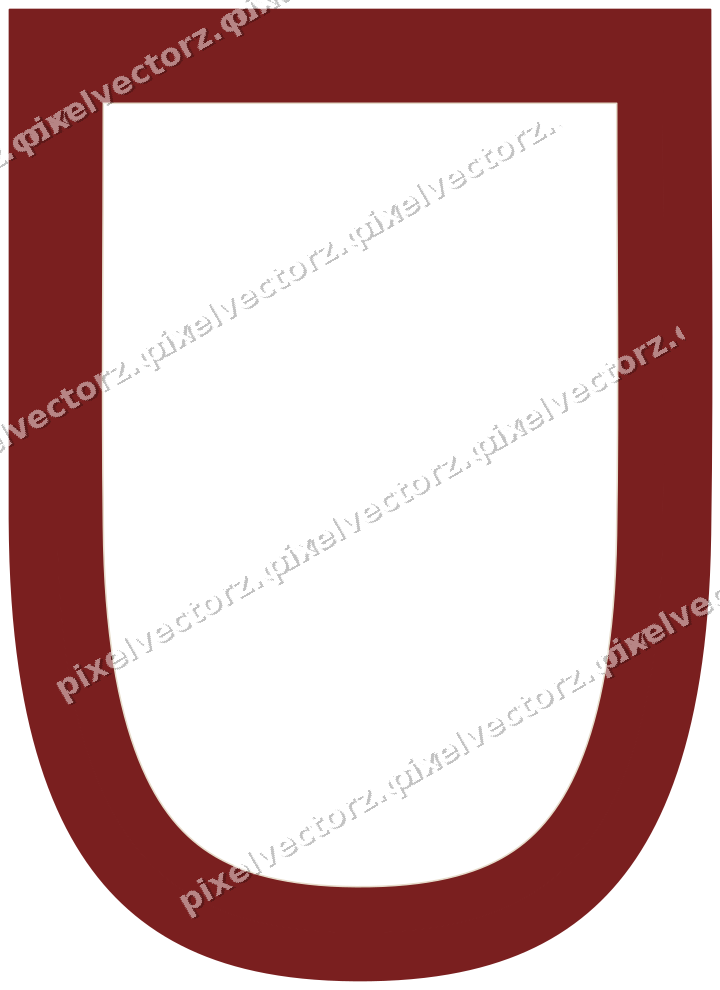 Decorative line art frame in dark red and dark green with shield
