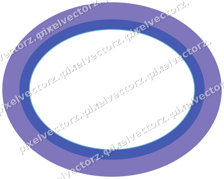 Decorative line art frame in blue and cyan with oval and solid band