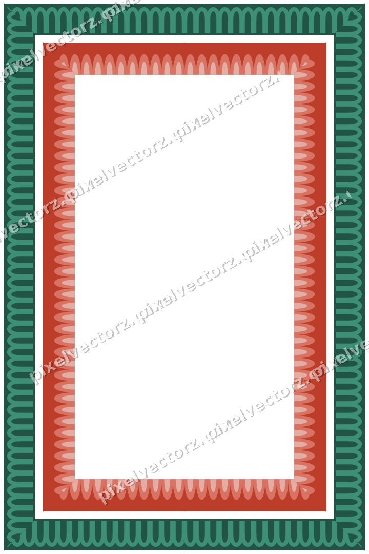 Decorative picture frame border in amber and green with scale band