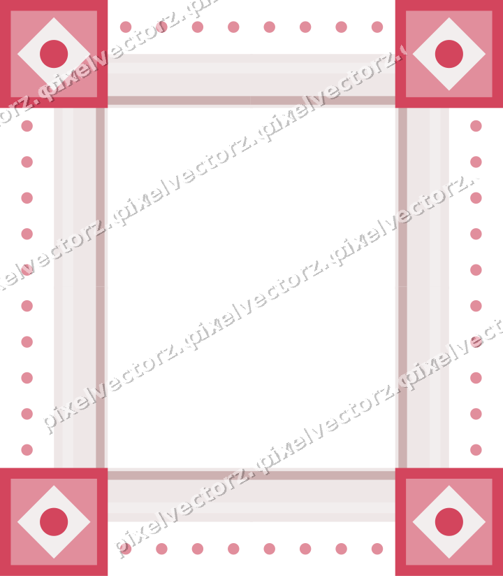 Decorative picture frame border in pale pink and pale red with dot row