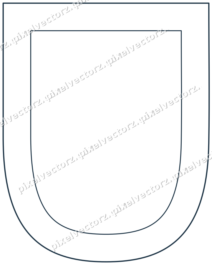 Decorative line art frame in orange and cyan with shield