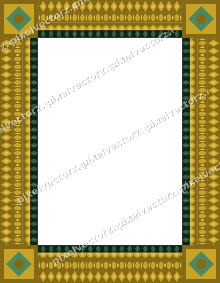 Decorative picture frame border in dark green with scale band