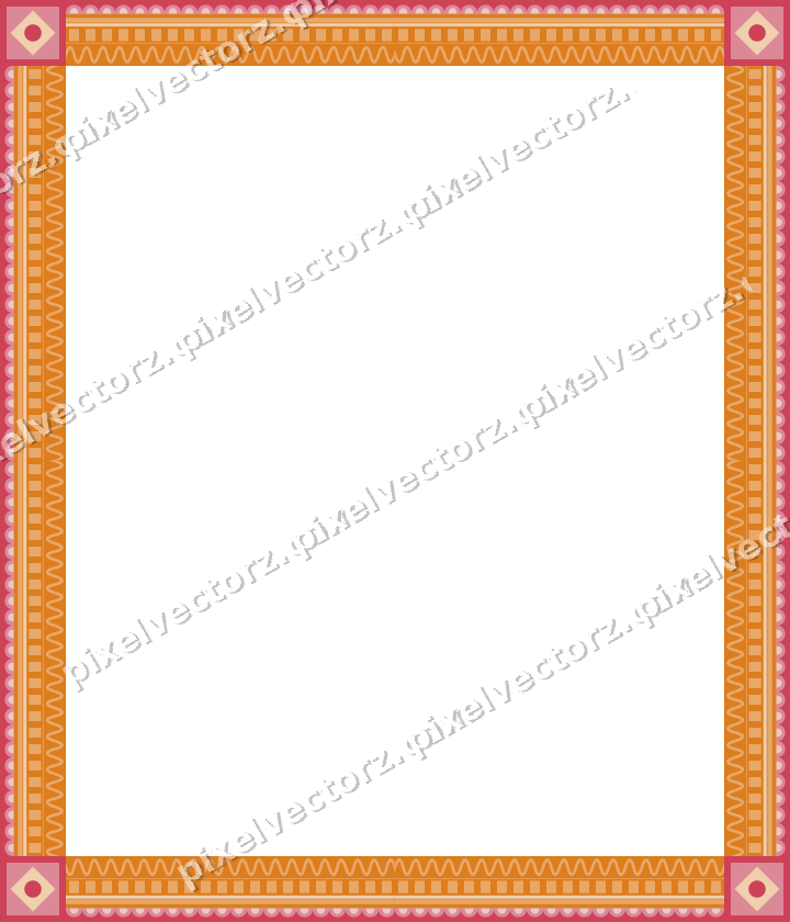 Decorative picture frame border in red and orange with scale band