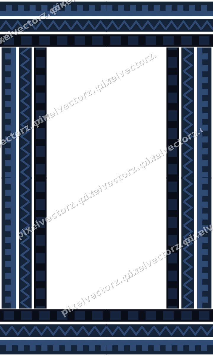 Decorative picture frame border in dark blue and amber with zigzag