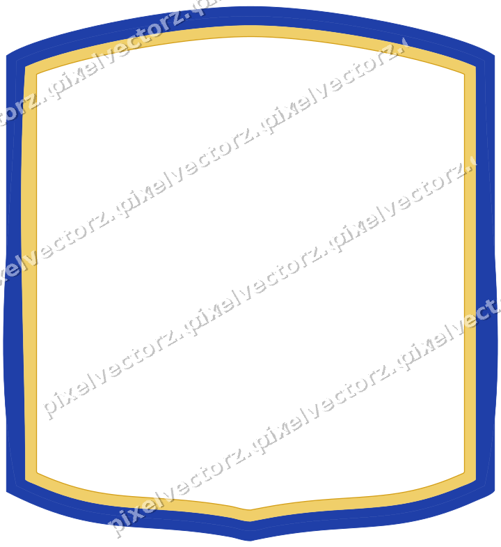 Decorative line art frame in amber and blue with label plaque