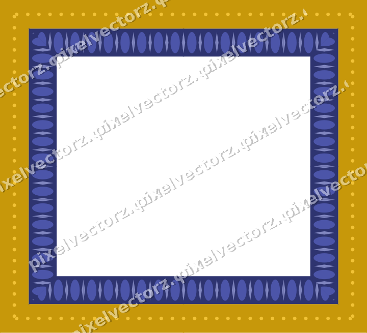 Decorative picture frame border in dark blue and amber with dot row