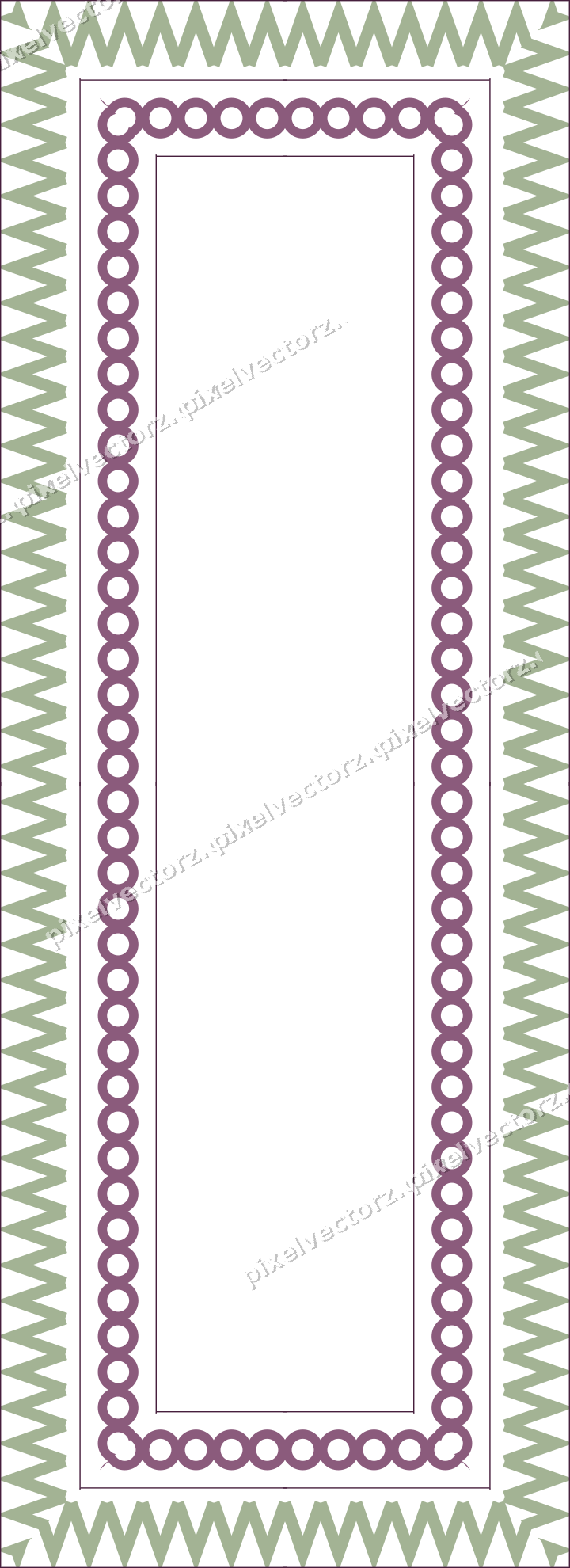 Decorative picture frame border in dark magenta and lime with zigzag