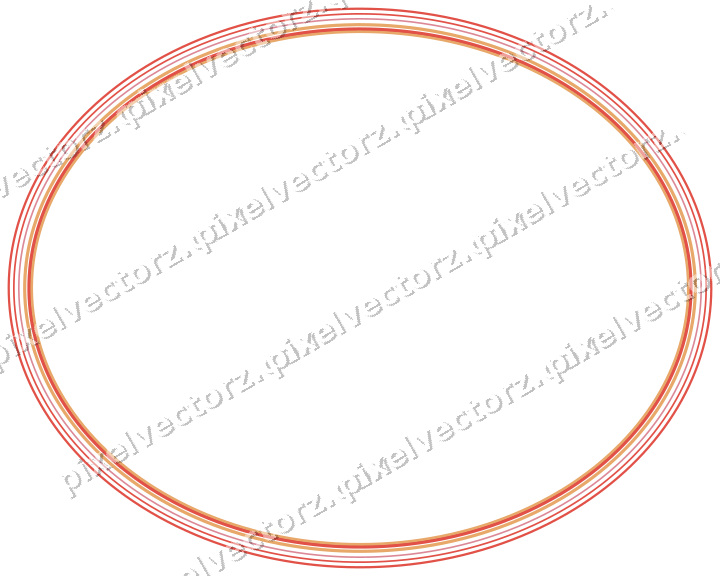 Decorative line art frame in red and orange with oval