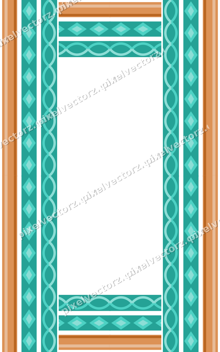 Decorative picture frame border in orange and teal with diamond band