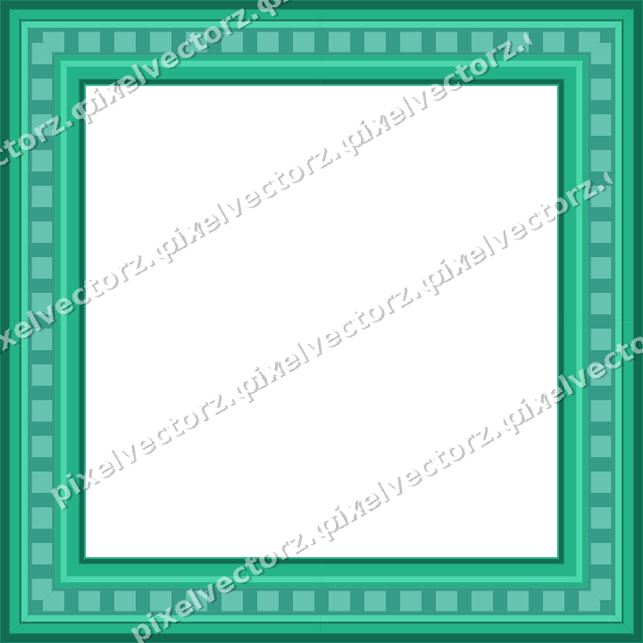 Decorative picture frame border in green and teal with dentil