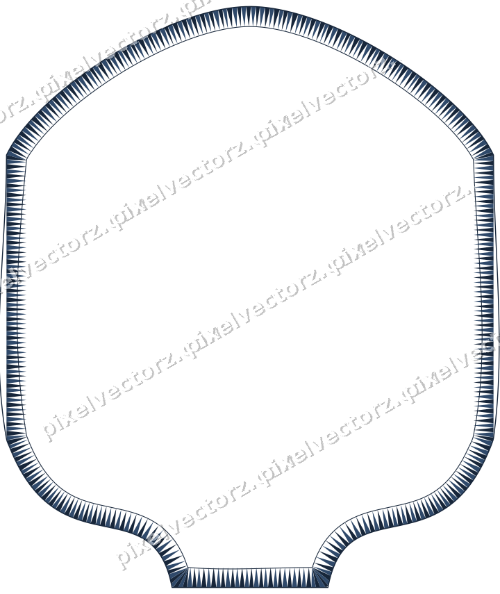 Decorative line art frame in dark blue and orange with label plaque