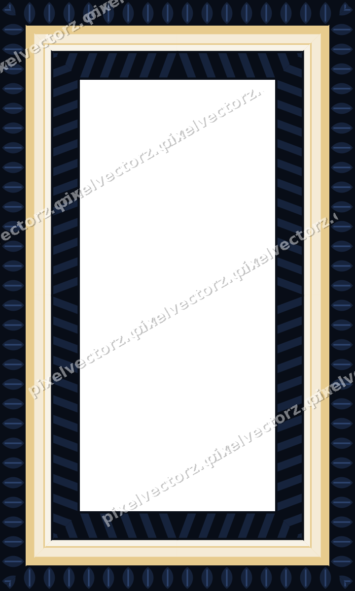 Decorative picture frame border in dark blue with leaf moulding