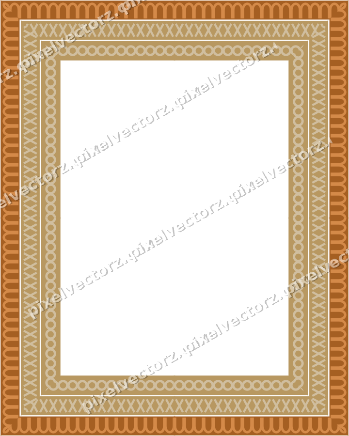 Decorative picture frame border in orange and amber with arcade frieze