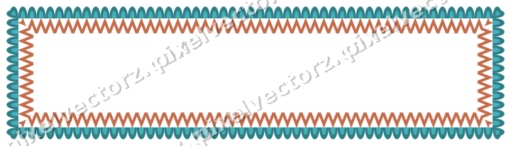 Decorative picture frame border in dark teal and orange with zigzag