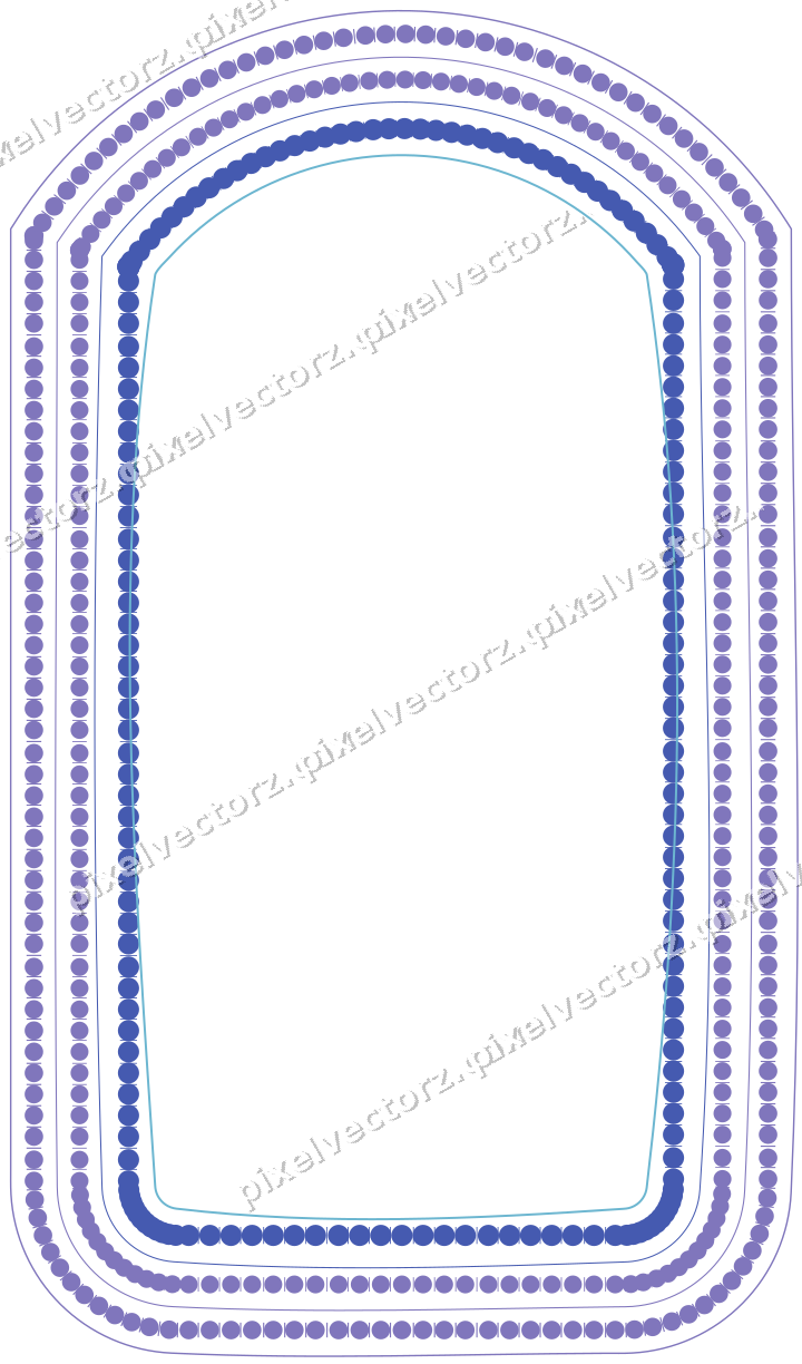 Decorative line art frame in blue and cyan with label plaque