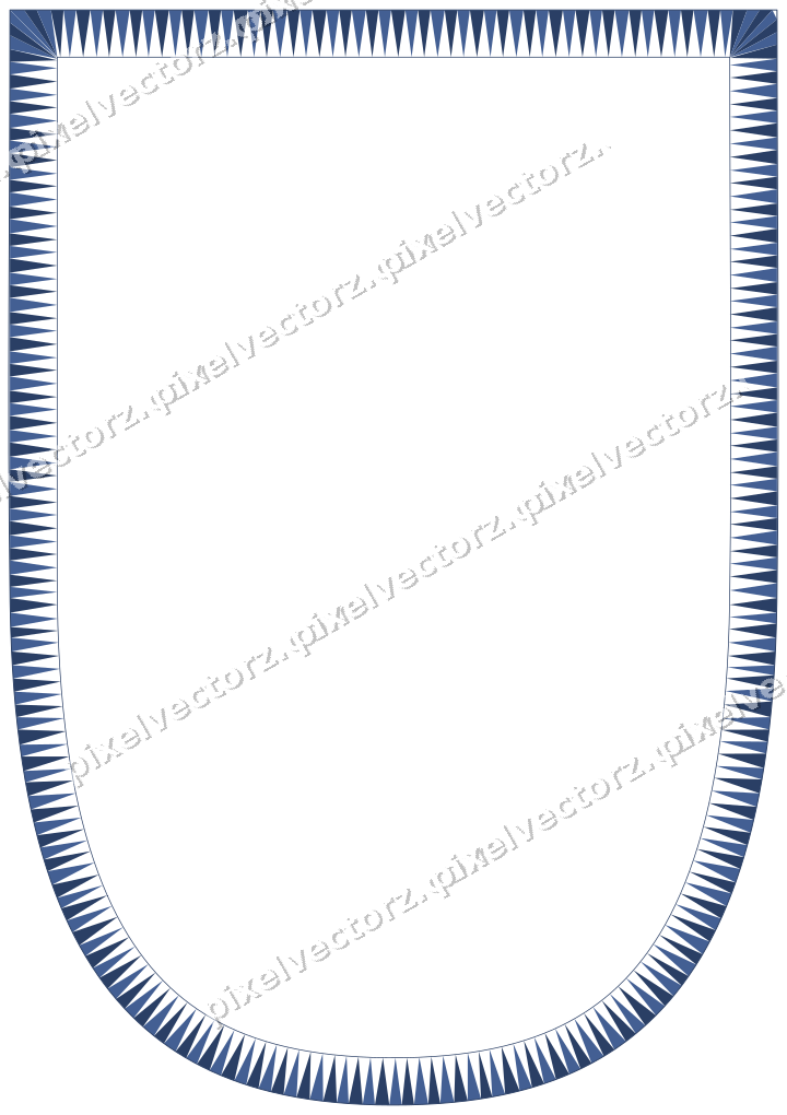 Decorative line art frame in dark blue and white with shield
