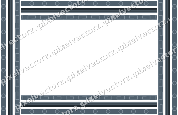 Decorative picture frame border in blue and orange with ring chain