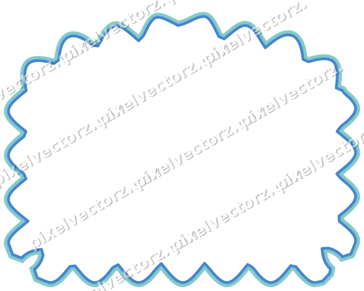 Decorative line art frame in blue and cyan with label plaque