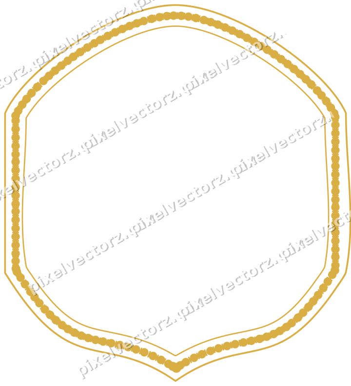 Decorative line art frame in amber and green with label plaque