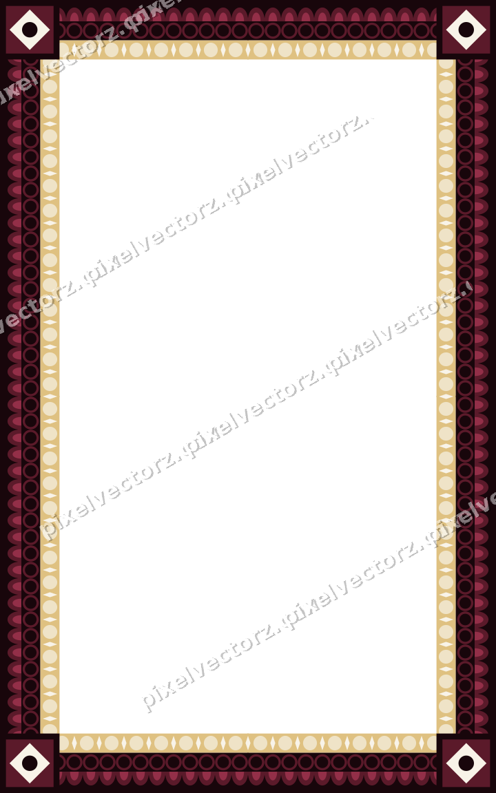 Decorative picture frame border in dark pink and amber with ring chain